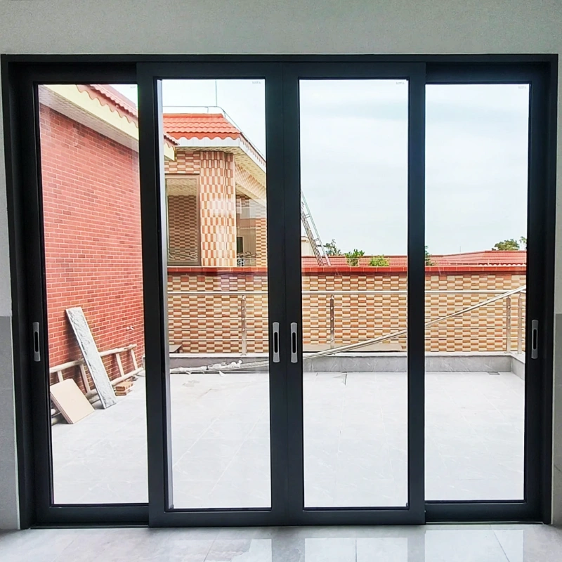 aluminum Alloy black Sliding Doors with Multi Chamber Fram