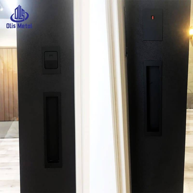 Black Aluminum 2-Panel Trackless Double Sliding Interior Glass Door | Precision-Machined Industrial Style for Construction Contractors - Image 7