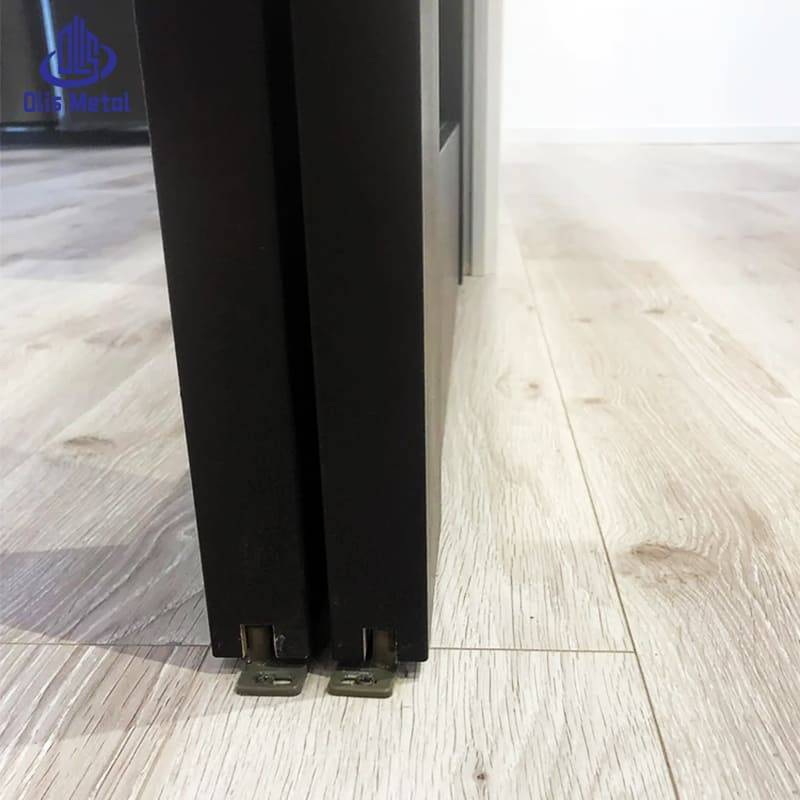 Black Aluminum 2-Panel Trackless Double Sliding Interior Glass Door | Precision-Machined Industrial Style for Construction Contractors - Image 6