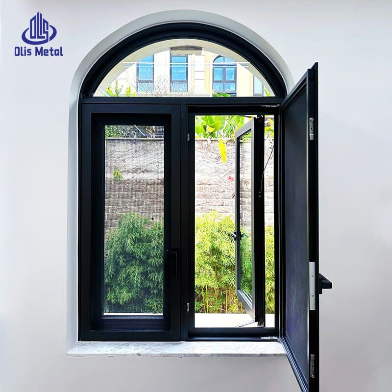Arched Aluminum Double Glass Casement Window | Weatherproof Air-Tight Opening Window With Insect Mesh for Residences - Image 3