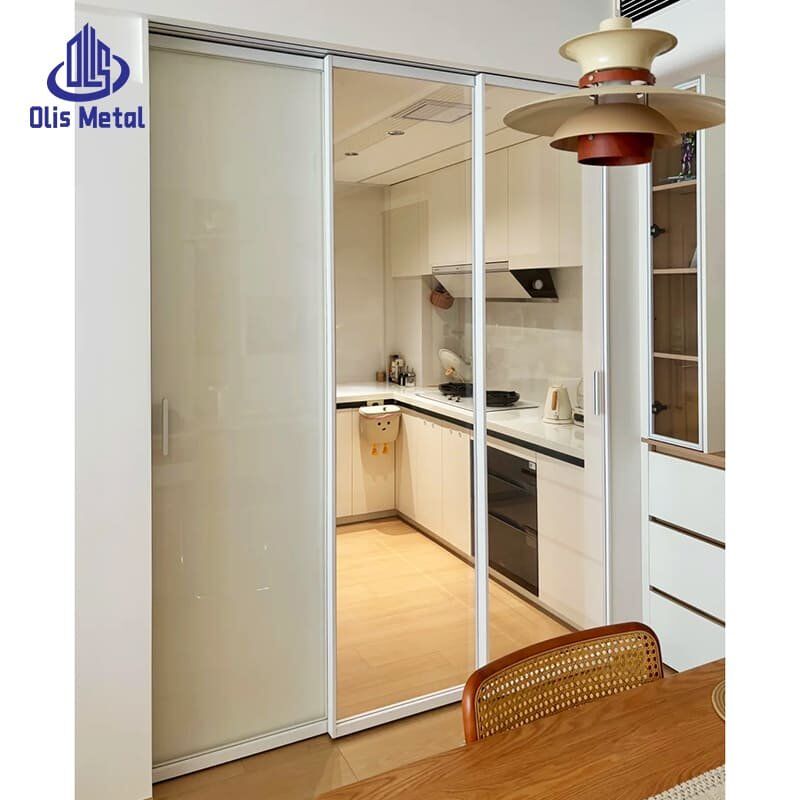 Refined Aluminum Kitchen Triple Partition Sliding Door | Superior Sound-Dampening Glass for High-End Residential Upgrades - Image 3
