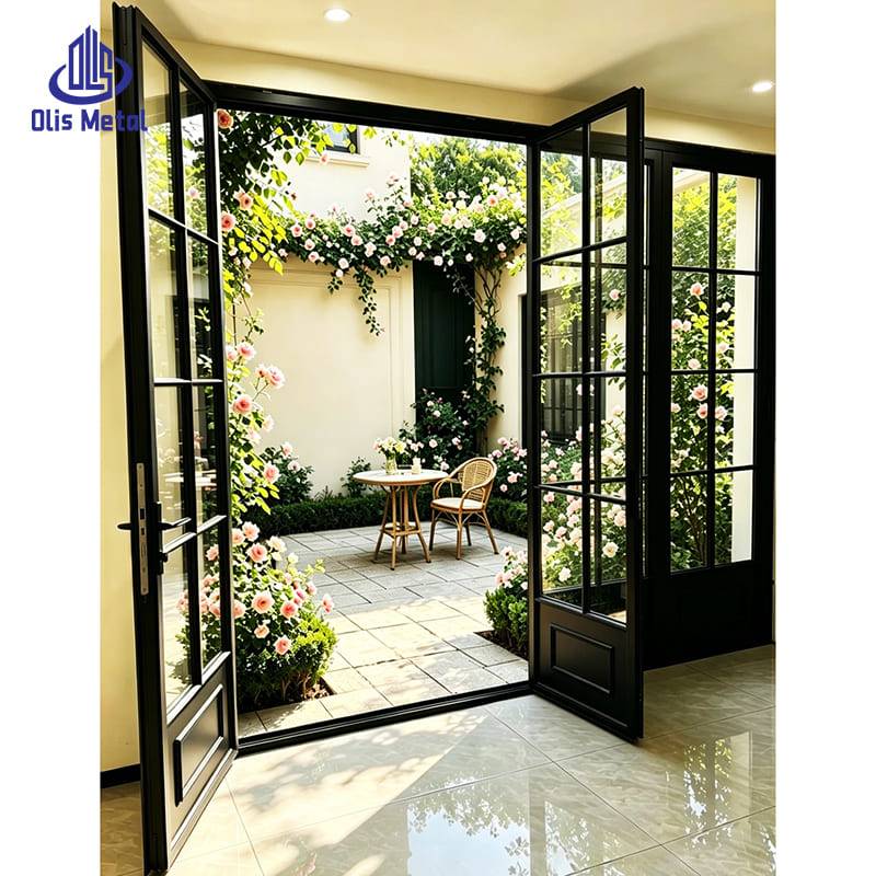Exquisite Black Aluminum French Door | Premium Tempered Glazing Folding Doors for High-End Residential Projects - Image 3