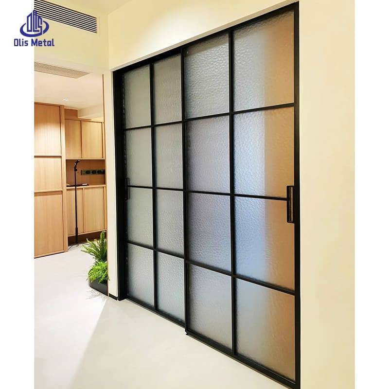 Water Ripple Glass Aluminum Floorless Sliding Partition Door | Premium Minimalist Divider for Modern Residential Interiors - Image 2