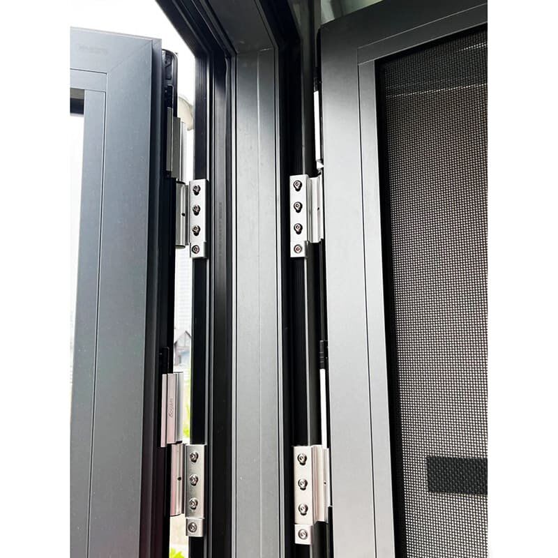 Sleek Black Aluminum Hinged Casement Door with Screen | Refined Energy-Saving Glass Doors for High-End Residential Projects - Image 5