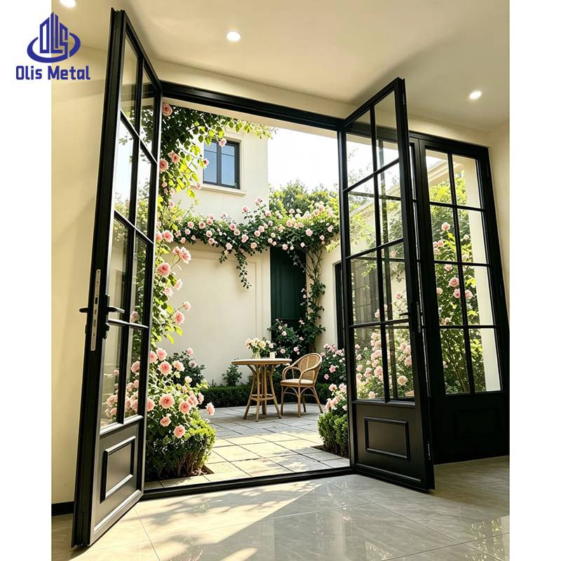 Exquisite Black Aluminum French Door | Premium Tempered Glazing Folding Doors for High-End Residential Projects - Image 5