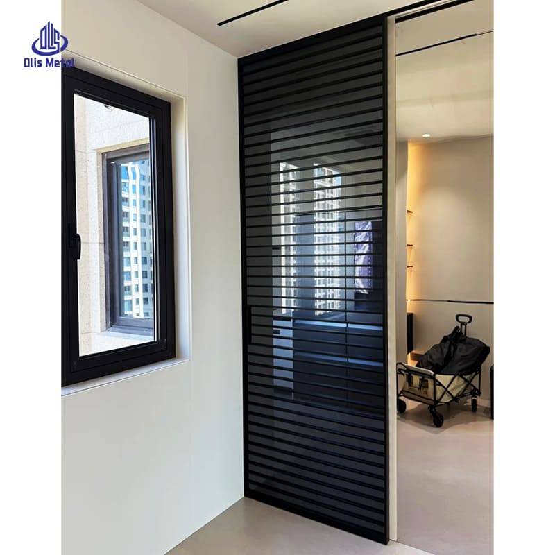 Horizontal Louvered Aluminum Sliding Partition Door | Premium Space Divider for Residential Construction Projects - Image 2