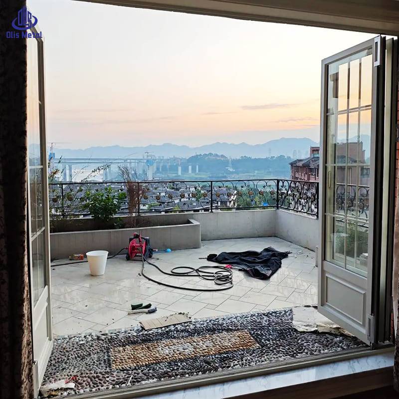 White Grille Aluminum Folding Patio Door | Premium Anti-Pinch Glazing Doors for Villa Terrace Projects - Image 6