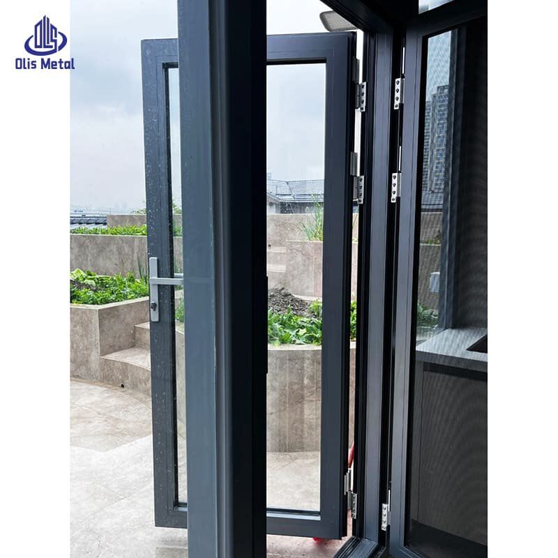 Sleek Black Aluminum Hinged Casement Door with Screen | Refined Energy-Saving Glass Doors for High-End Residential Projects - Image 3