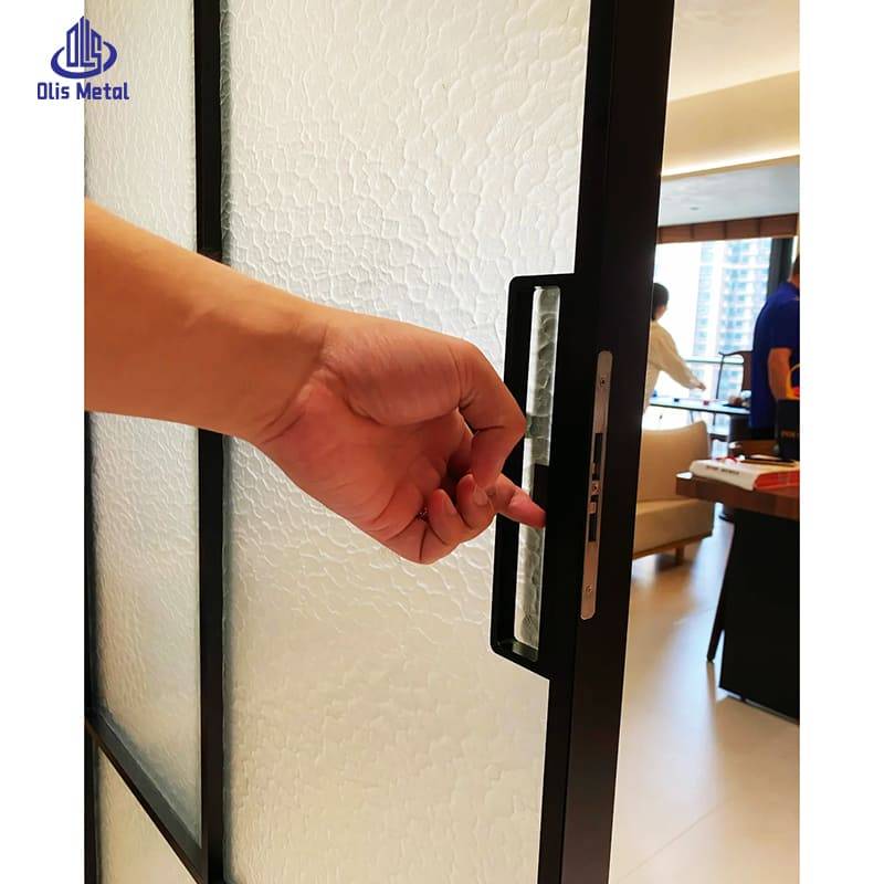 Water Ripple Glass Aluminum Floorless Sliding Partition Door | Premium Minimalist Divider for Modern Residential Interiors - Image 6