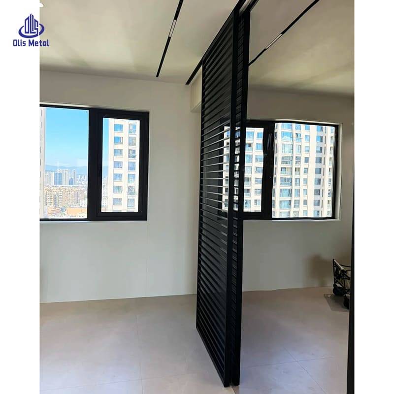 Horizontal Louvered Aluminum Sliding Partition Door | Premium Space Divider for Residential Construction Projects - Image 3