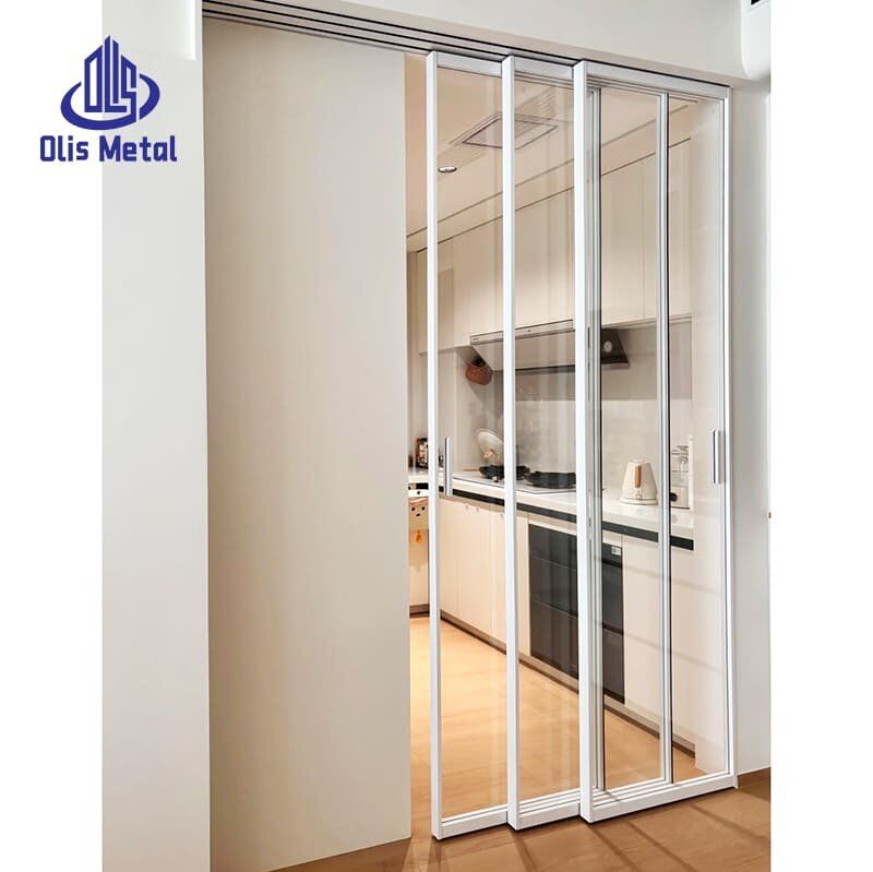 Refined Aluminum Kitchen Triple Partition Sliding Door | Superior Sound-Dampening Glass for High-End Residential Upgrades