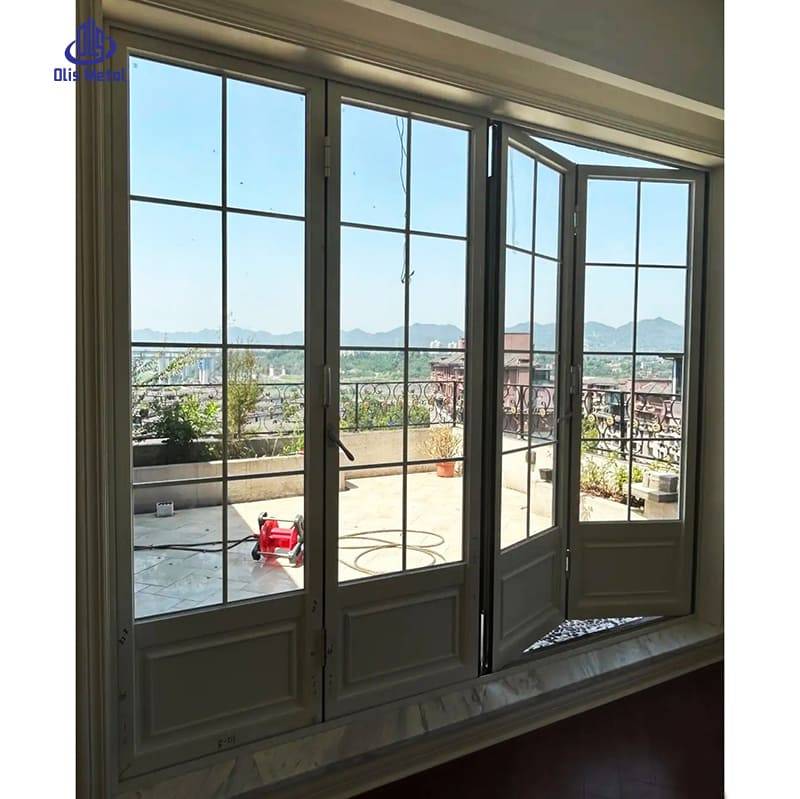 White Grille Aluminum Folding Patio Door | Premium Anti-Pinch Glazing Doors for Villa Terrace Projects - Image 3