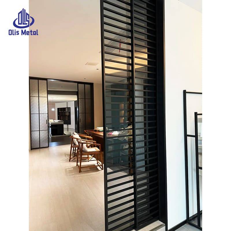 Aluminum Grille Sliding Partition Door | Premium Minimalist Space Divider for High-End Residential Projects - Image 3