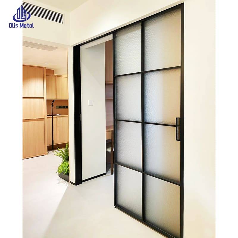 Water Ripple Glass Aluminum Floorless Sliding Partition Door | Premium Minimalist Divider for Modern Residential Interiors - Image 4