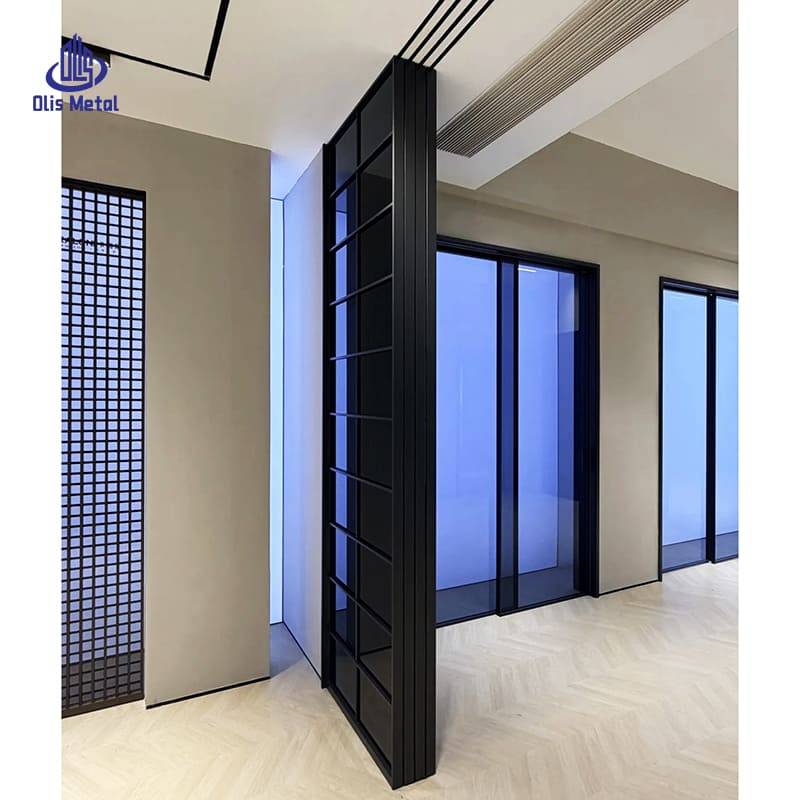 Grating Design Slim-Frame Concealed Pocket Door | Tempered Glass Sliding Doors for Villa Construction Projects - Image 4