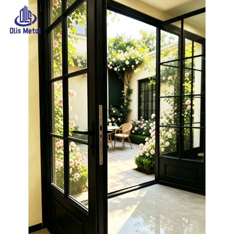 Exquisite Black Aluminum French Door | Premium Tempered Glazing Folding Doors for High-End Residential Projects - Image 4