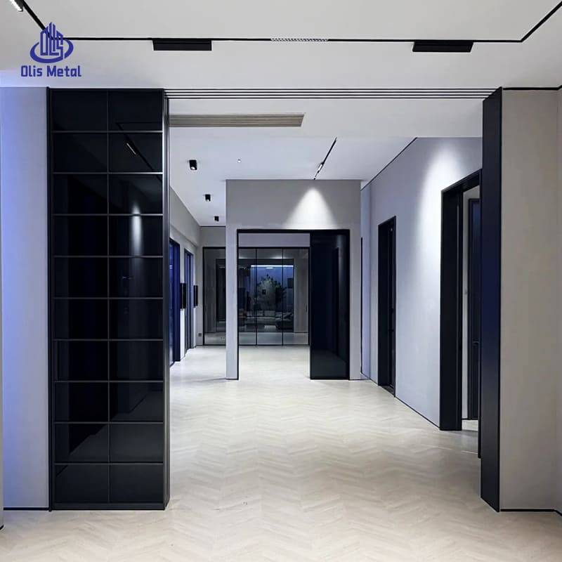 Grating Design Slim-Frame Concealed Pocket Door | Tempered Glass Sliding Doors for Villa Construction Projects - Image 3