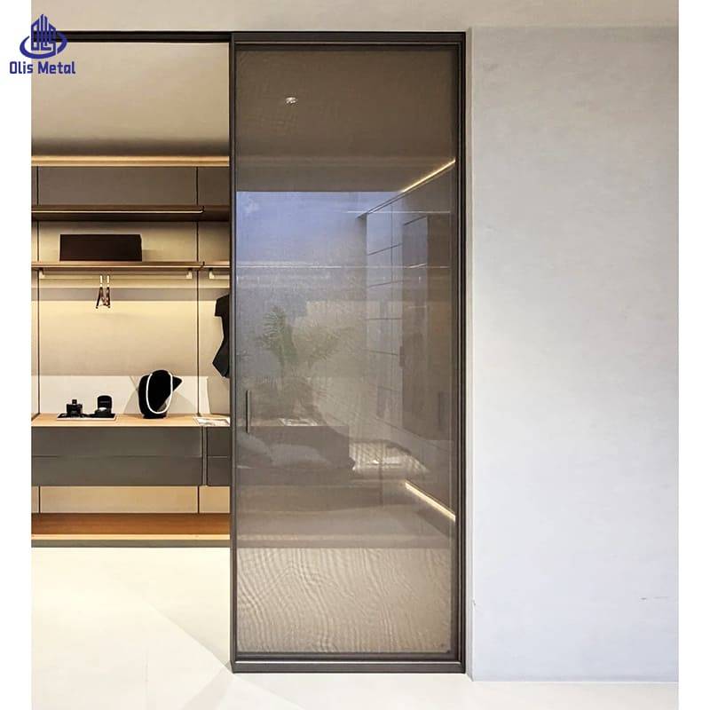 Textured Glass Aluminum Sliding Partition Door | Custom Luxurious Hazy Glow Divider for High-End Villa Projects - Image 4