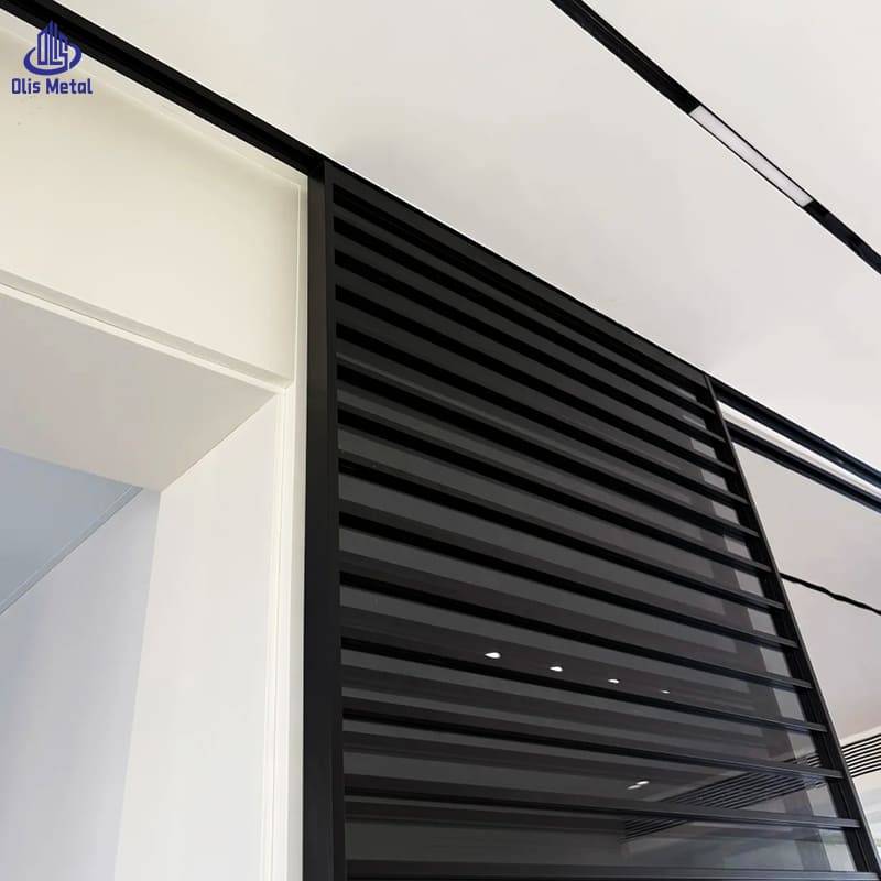 Horizontal Louvered Aluminum Sliding Partition Door | Premium Space Divider for Residential Construction Projects - Image 4