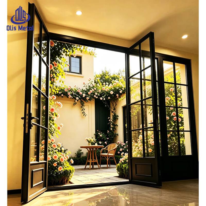 Exquisite Black Aluminum French Door | Premium Tempered Glazing Folding Doors for High-End Residential Projects - Image 2