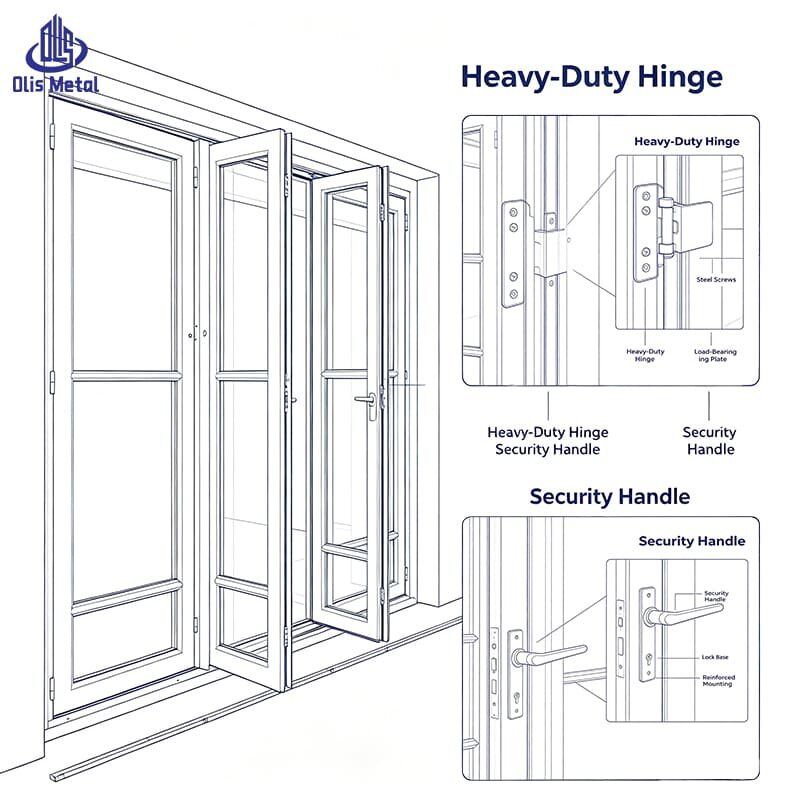 Premium Custom Aluminum hinged Patio Doors | Weatherproof Energy Efficient Exterior Doors for Villa & Apartment Homes - Image 5