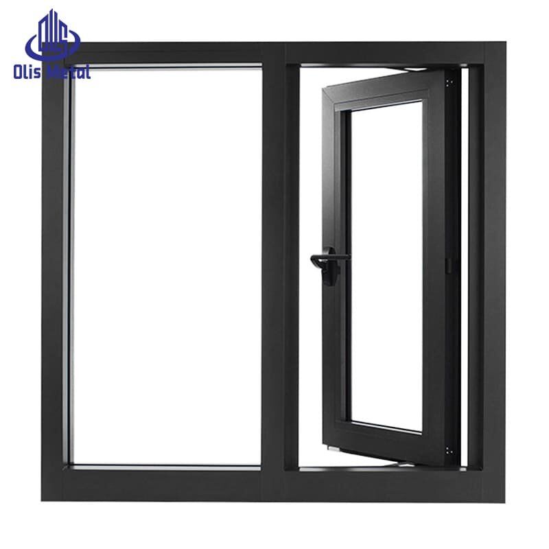 Weatherproof Aluminum Casement Window with Fixed Glass Panel Secure Lock Custom Residential Windows