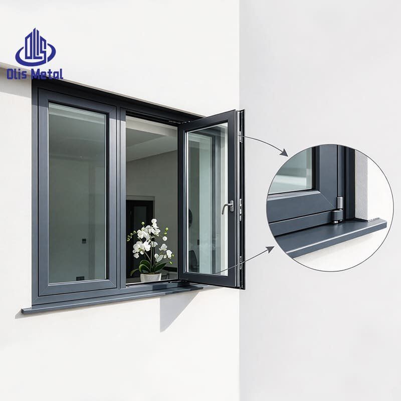 Weatherproof Aluminum Casement Window with Fixed Glass Panel Secure Lock Custom Residential Windows - Image 5