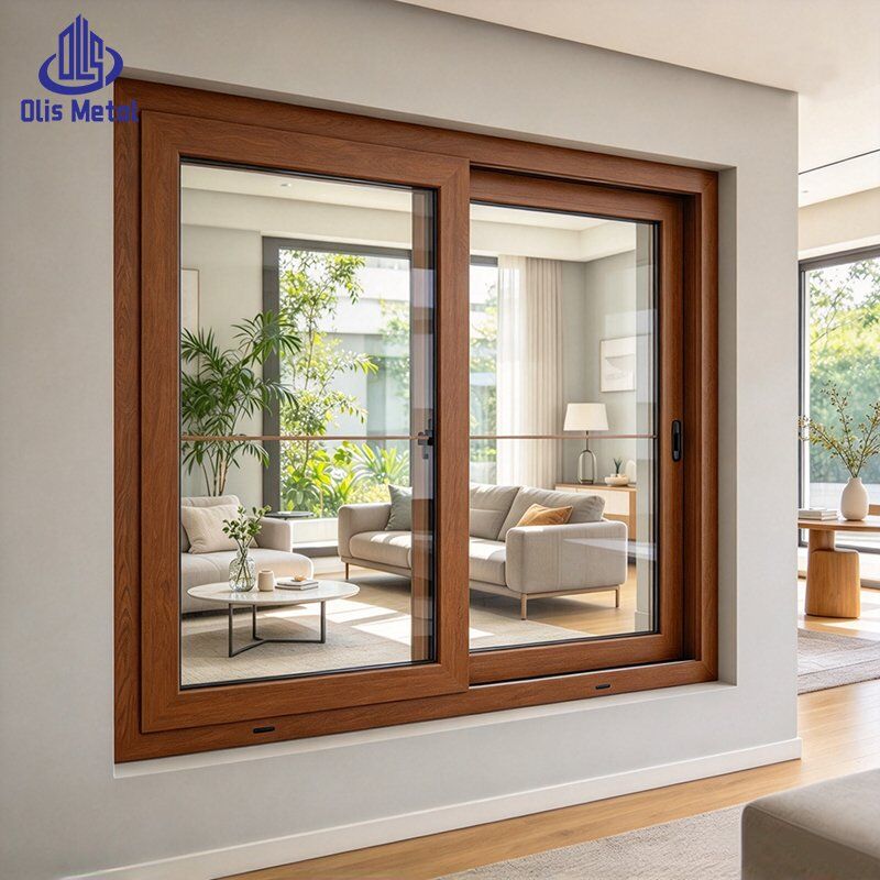 Durable Vinyl Sliding Window Wood Grain Weatherproof Soundproof Residential Windows - Image 2