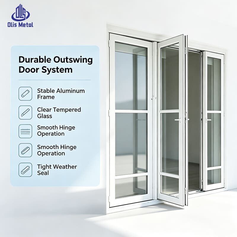 Premium Custom Aluminum hinged Patio Doors | Weatherproof Energy Efficient Exterior Doors for Villa & Apartment Homes - Image 3