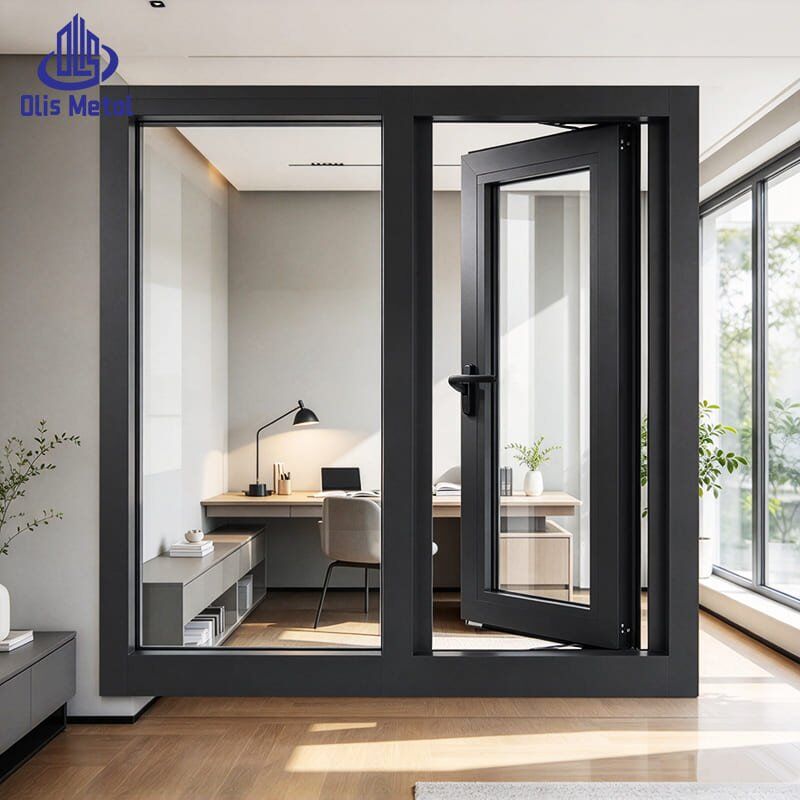 Weatherproof Aluminum Casement Window with Fixed Glass Panel Secure Lock Custom Residential Windows - Image 4