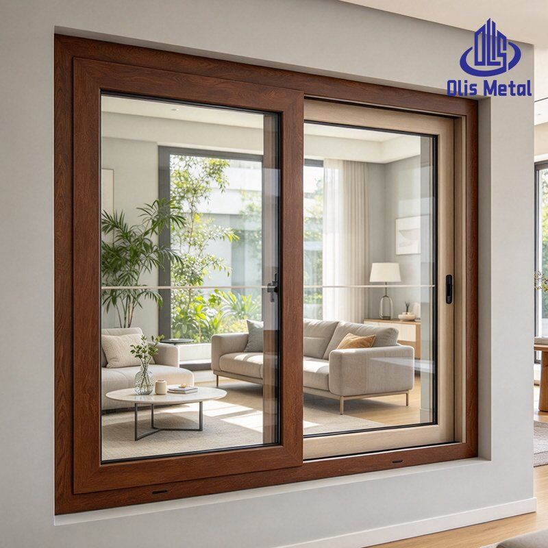 Durable Vinyl Sliding Window Wood Grain Weatherproof Soundproof Residential Windows - Image 3