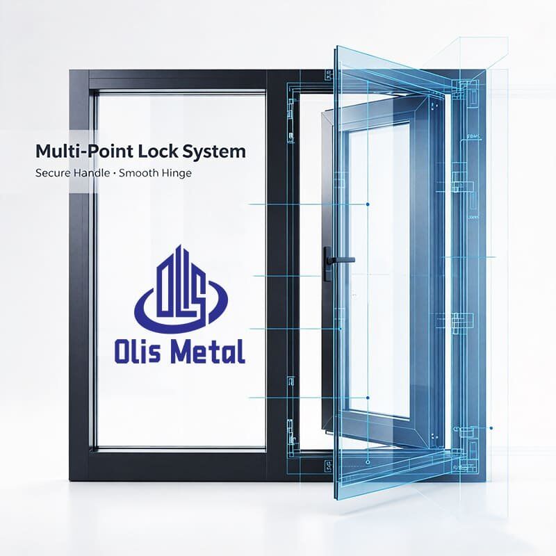 Weatherproof Aluminum Casement Window with Fixed Glass Panel Secure Lock Custom Residential Windows - Image 2