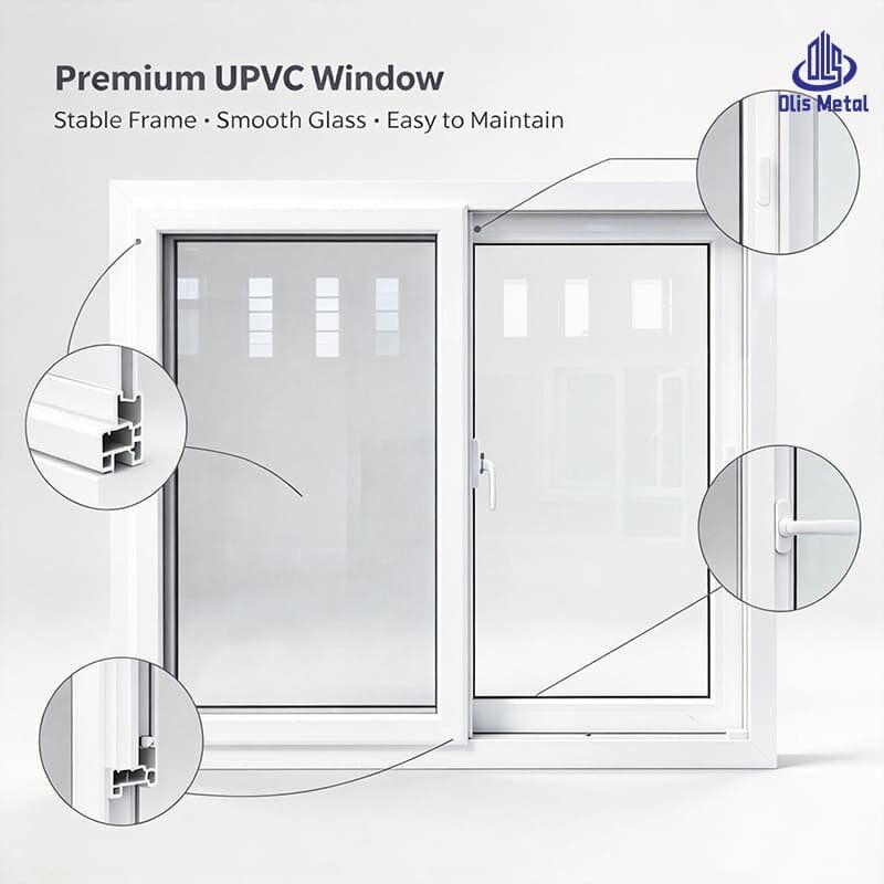 Durable White UPVC Sliding Window Waterproof Double Pane Windows Insulated for Villa Homes - Image 5