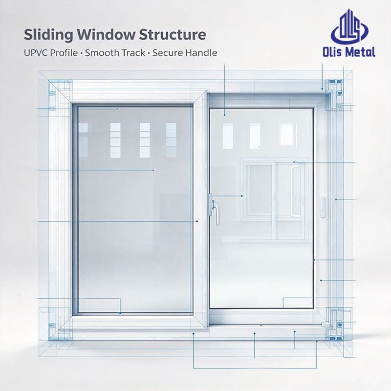 Durable White UPVC Sliding Window Waterproof Double Pane Windows Insulated for Villa Homes - Image 3
