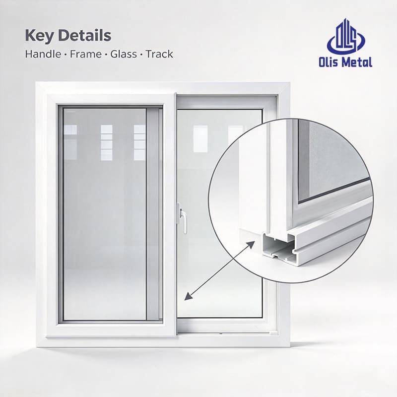 Durable White UPVC Sliding Window Waterproof Double Pane Windows Insulated for Villa Homes - Image 4