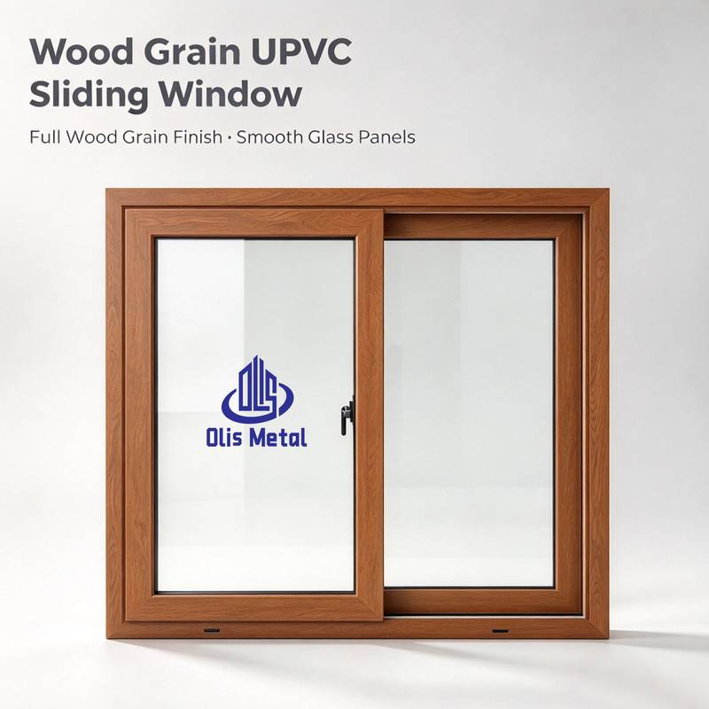 Durable Vinyl Sliding Window Wood Grain Weatherproof Soundproof Residential Windows