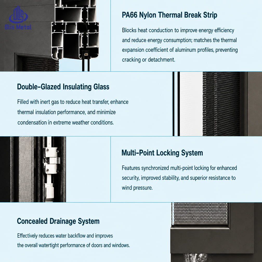 Elegant Aluminum Casement Window with Insect Screen, High-Performance Thermal Insulated for Modern Home Projects - Image 7