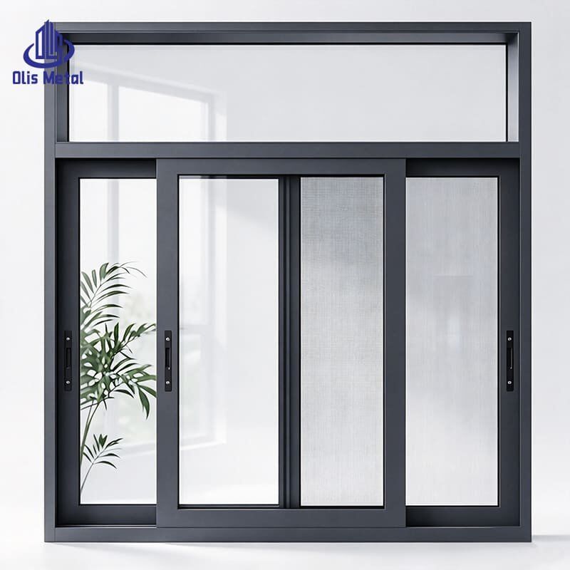 Weatherproof Wind Resistance Premium Aluminum Sliding Glass Window with Integrated Insect Mesh Screen - Image 2