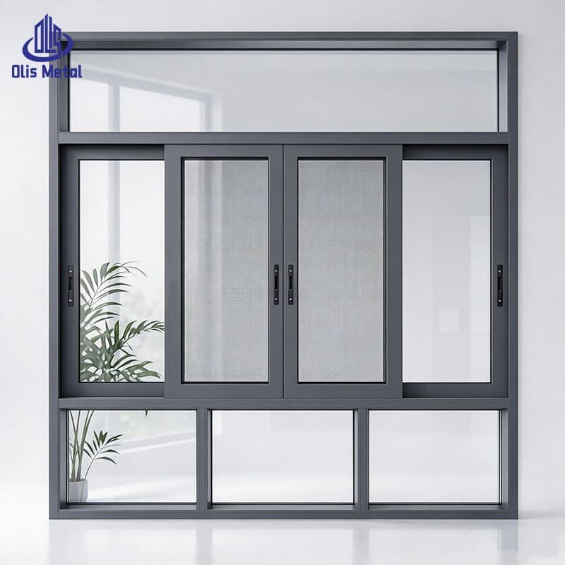Weatherproof Wind Resistance Premium Aluminum Sliding Glass Window with Integrated Insect Mesh Screen - Image 6