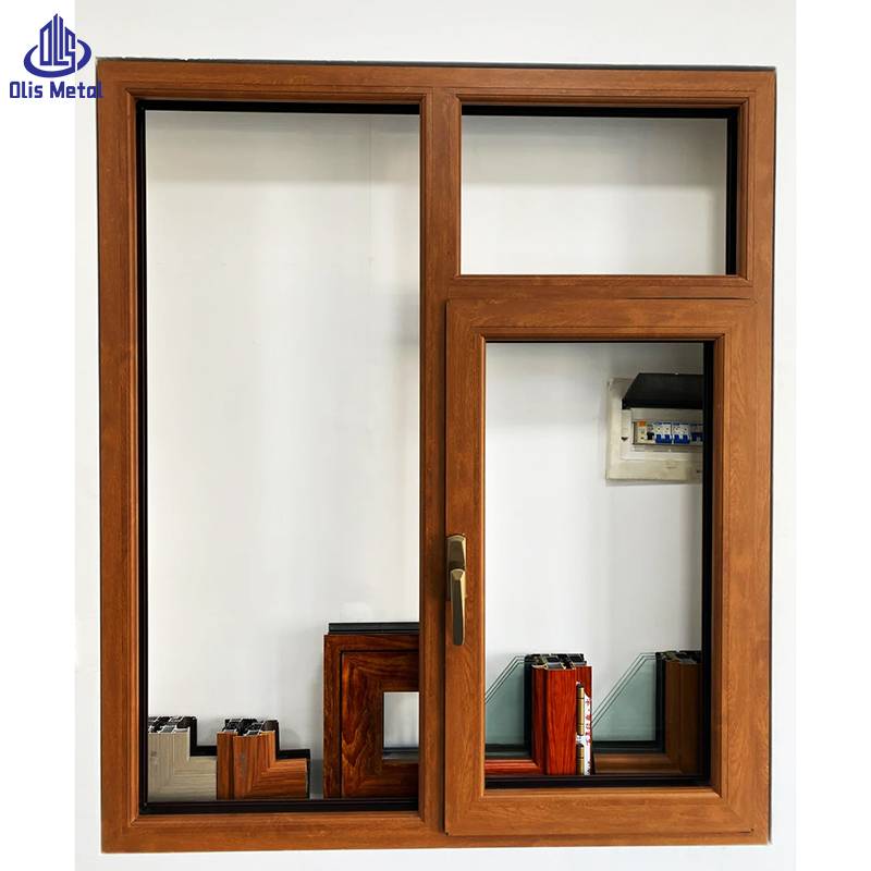 Thermal Insulated Wood Grain Aluminum Double Glazed Tilt Turn Window Casement Windows