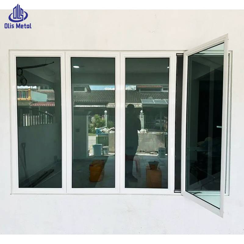 Impact Resistant Energy Efficient Double Glazed Aluminum 4-Panel Outward Casement Windows