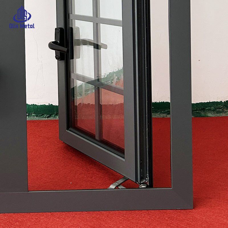 Arched Aluminum Casement Window with Grille | Premium Matte Black Double Sash - Image 4