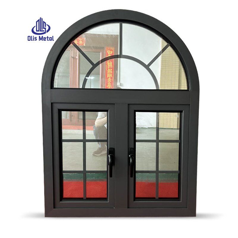 Arched Aluminum Casement Window with Grille | Premium Matte Black Double Sash - Image 5