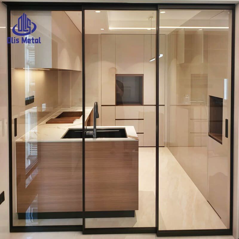 Slim 3-Panel Aluminum Sliding Glass Doors | Premium Seamless Partition for Builders